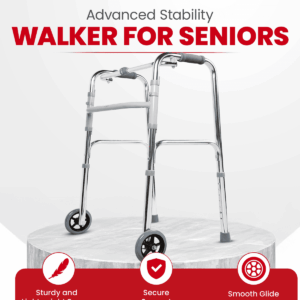 MH302 HEIGHT ADJUSTABLE FOLDING WALKER ALUMINIUM WITH WHEEL